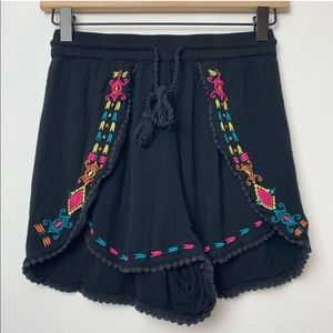 Coachella black boho embroidered shorts ~ 6